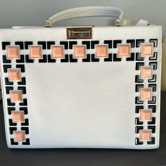 KATE SPADE EUC STRUCTURED WHITE LEATHER HANDBAG - Picture 2 of 6